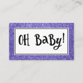 Lila Glitzer Babydusche Windeln Raffelkarten Begleitkarte (Rückseite)