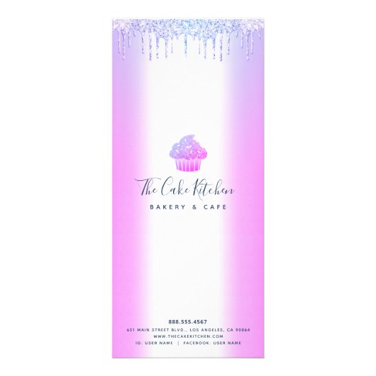 Lila Glitzer Bäckerei Cupcake Konditorei Koch Menü (Hinten)