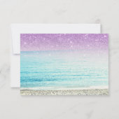 lila Glitzer Beach Foto UAWG Hochzeit Einladung (Rückseite)