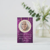 Lila Glitzer Beerdigungskarte Visitenkarte (Stehend Vorderseite)