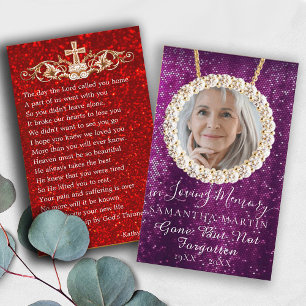 Lila Glitzer Beerdigungskarte Visitenkarte