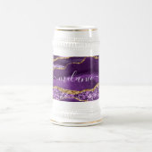 Lila Glitzer Bierstein mit Individuelle Name Bierglas (Mittel)