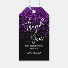Lila Glitzer Black Birthday Vielen Dank Geschenkanhänger