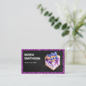 Lila Glitzer Blueberry Cheesecake Konditorgebäck Visitenkarte (Stehend Vorderseite)