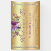 Lila Glitzer Blume Diamanten Hochzeit Banner (Vertikal)
