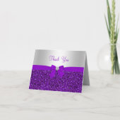Lila Glitzer & Bow Dankeschön Karte (Vorderseite)