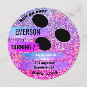 Lila Glitzer BOWLINGS-BALL-Bowling, Einladung