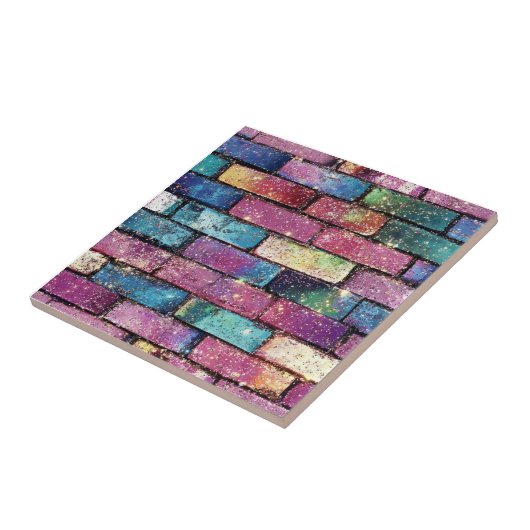 Lila Glitzer Brick Pattern Fliese (Seite)