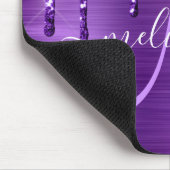 Lila Glitzer Brush Metal Monogramm Mousepad (Ecke)