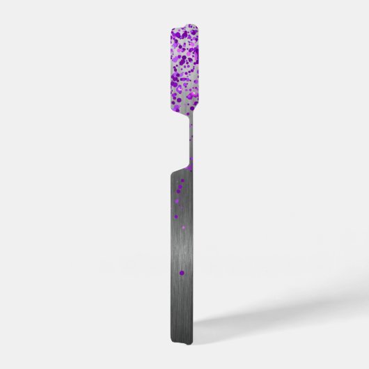 Lila Glitzer Brushed Metal iPhone Hülle (Rechte Seite)