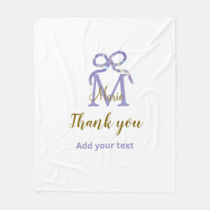 Lila Glitzer-Bug Namensbrief Monogramm Dankeschön Fleecedecke