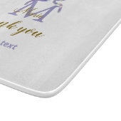 Lila Glitzer-Bug Namensbrief Monogramm Dankeschön Schneidebrett (Ecke)