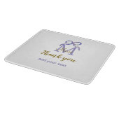 Lila Glitzer-Bug Namensbrief Monogramm Dankeschön Schneidebrett (Ecke)