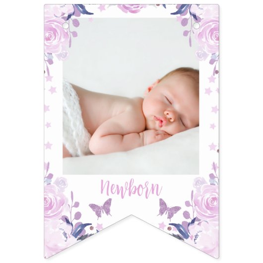 Lila Glitzer Butterfly Monatsblanner Wimpelkette (Zweite Fahne)