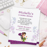 Lila Glitzer Cartoon Haushaltshilfe Reinigungsserv Flyer<br><div class="desc">Niedlicher Lila Glitzer Cartoon Duster Maid House Reinigungsservice Business Flyer.</div>