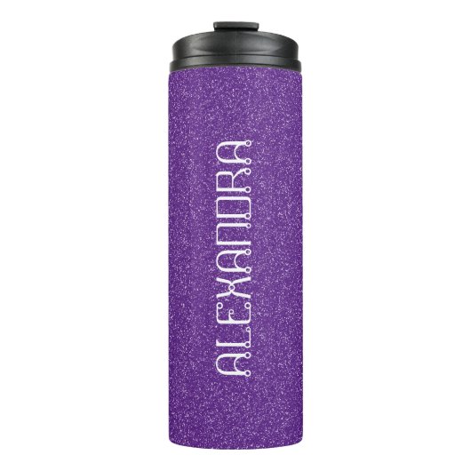 Lila Glitzer Chic Muster Mame Personalisiert Thermosbecher (Vorderseite)