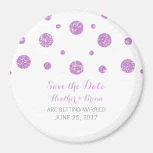 Lila Glitzer Confetti Das Datumsfenster speichern Magnet