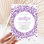 Lila Glitzer Confetti Geburtstag Einladung<br><div class="desc">Diese lustige Konfetti Glitzer Geburtstagsfeier Einladung bietet Imitate Gold funkelnd Glitzer und Ihren eigenen Text. Zusätzliche Optionen für Text und Layout sind verfügbar,  wenn Sie weitere Anpassungen vornehmen möchten.</div>