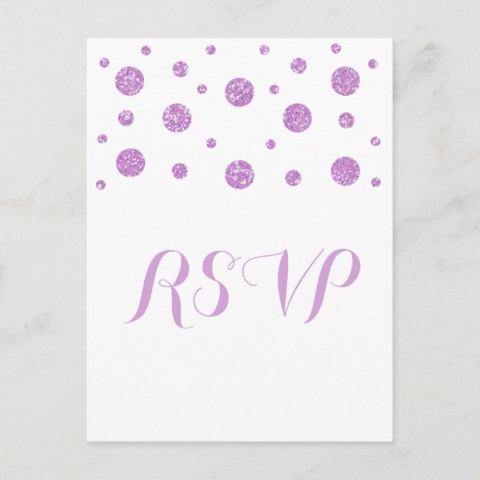 Lila Glitzer Confetti Response Postkarte (Vorderseite)