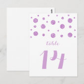 Lila Glitzer Confetti Tischnummer Postkarte (Vorne/Hinten)