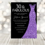 Lila Glitzer Dress Black 30. Geburtstag Party Einladung<br><div class="desc">Lila Glitzer Dress Womans 30. Geburtstag Party Schwarze Einladung Siehe Matching Artikel in Nest und Nest Store</div>