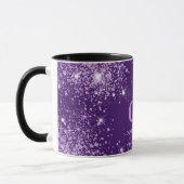 Lila Glitzer droppt Monogramm Tasse (Links)