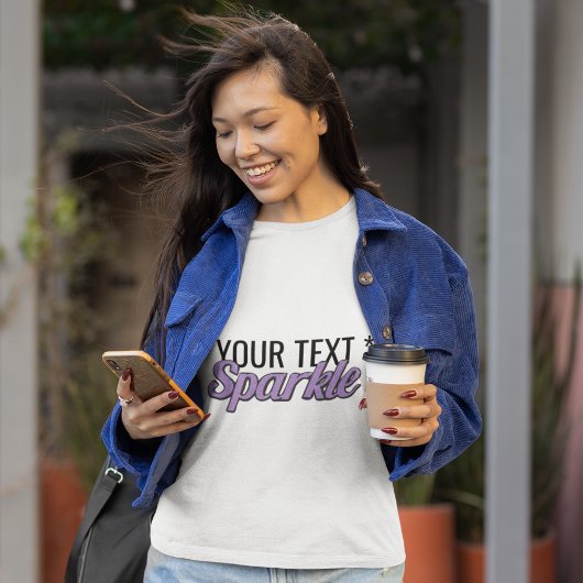 Lila Glitzer-Effekt für benutzerdefinierten Text T-Shirt