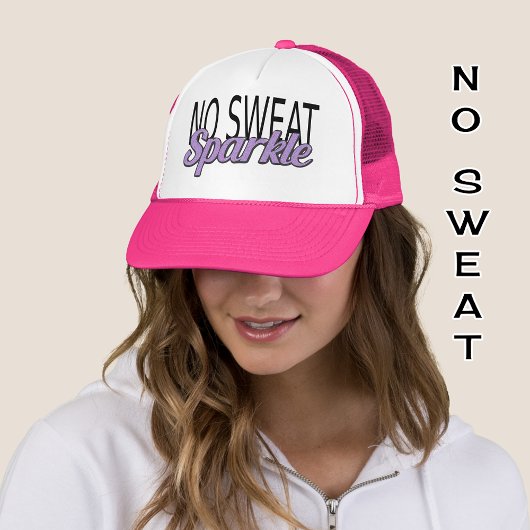 Lila Glitzer-Effekt-Text mit knappem Zitat Truckerkappe