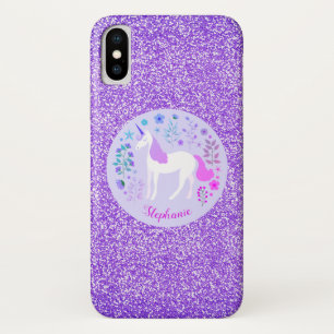 Lila Glitzer Einhorn Rosa Personalisiert Case-Mate iPhone Hülle