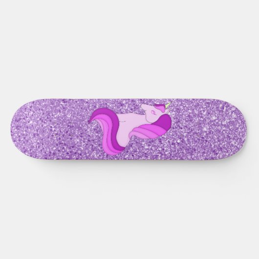 Lila Glitzer Einhorn Skateboard Deck (Horizontal)