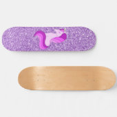 Lila Glitzer Einhorn Skateboard Deck (Horizontal)