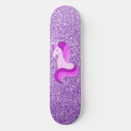 Lila Glitzer Einhorn Skateboard Deck