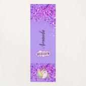 Lila Glitzer Einhorn Yogamatte (Vorderseite)