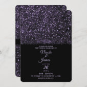 Lila Glitzer Einladung (Vorne/Hinten)