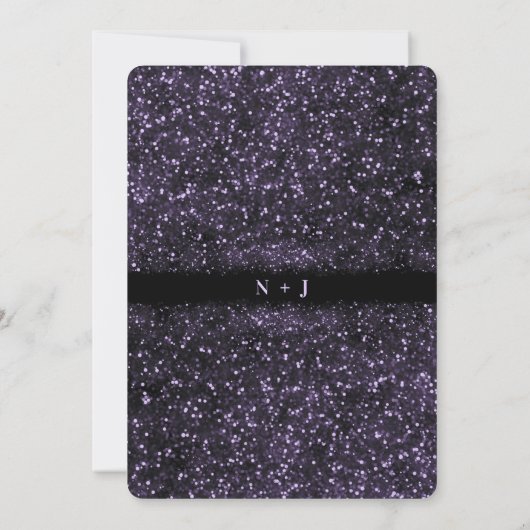 Lila Glitzer Einladung (Rückseite)