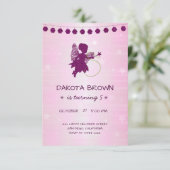 Lila Glitzer Fairy Birthday Einladung (Stehend Vorderseite)