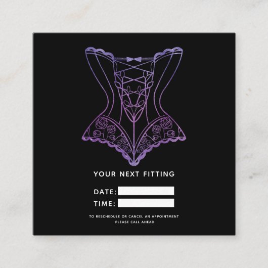 Lila Glitzer-Fingerie-Boutique als Nächstes Terminkarte (Vorderseite)