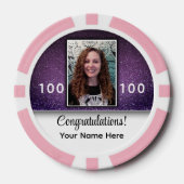 Lila Glitzer Foto Herzlichen Glückwunsch Unternehm Pokerchips (Vorderseite)