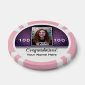 Lila Glitzer Foto Herzlichen Glückwunsch Unternehm Pokerchips (Einzeln)