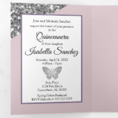 Lila Glitzer Foto Quinceanera Dreifach-gefaltete Programmkarte (Innen Erste Seite)