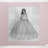 Lila Glitzer Foto Quinceanera Dreifach-gefaltete Programmkarte (Innenseite Mitte)