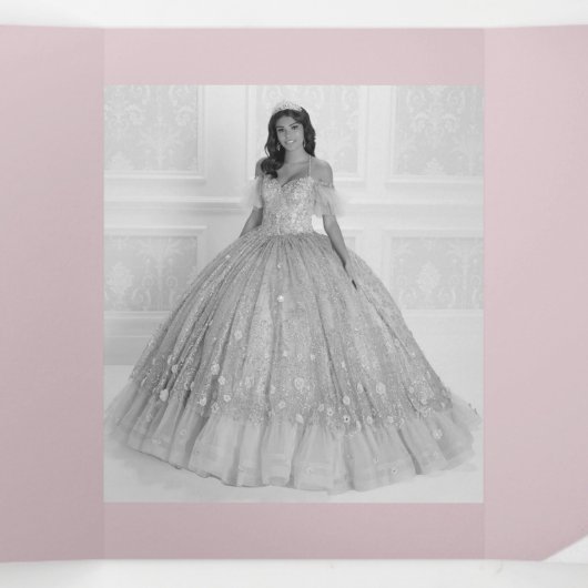 Lila Glitzer Foto Quinceanera Dreifach-gefaltete Programmkarte (Innenseite Mitte)