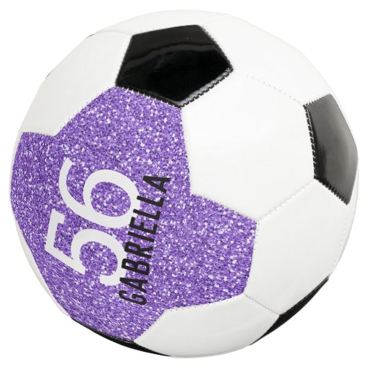 Lila Glitzer Funkelnd Prüfnummer und Name Fußball (Dreiviertel)