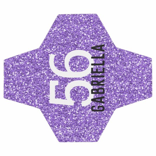 Lila Glitzer Funkelnd Prüfnummer und Name Fußball (Flach)