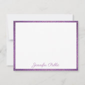 Lila Glitzer für benutzerdefinierte Handgeschriebe Mitteilungskarte (Vorderseite)