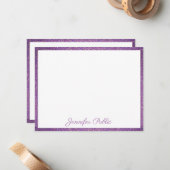 Lila Glitzer für benutzerdefinierte Handgeschriebe Mitteilungskarte (Vorderseite/Rückseite Beispiel)