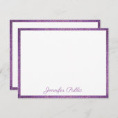 Lila Glitzer für benutzerdefinierte Handgeschriebe Mitteilungskarte (Vorne/Hinten)
