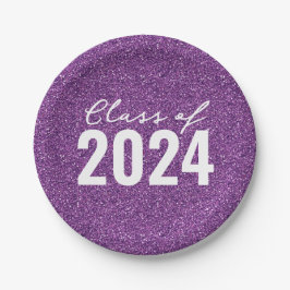 Lila Glitzer für benutzerdefinierte Klassenjahre Pappteller