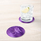 Lila Glitzer für die Pinselzubereitung Runder Pappuntersetzer (Vor Ort)