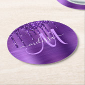 Lila Glitzer für die Pinselzubereitung Runder Pappuntersetzer (Angewinkelt)